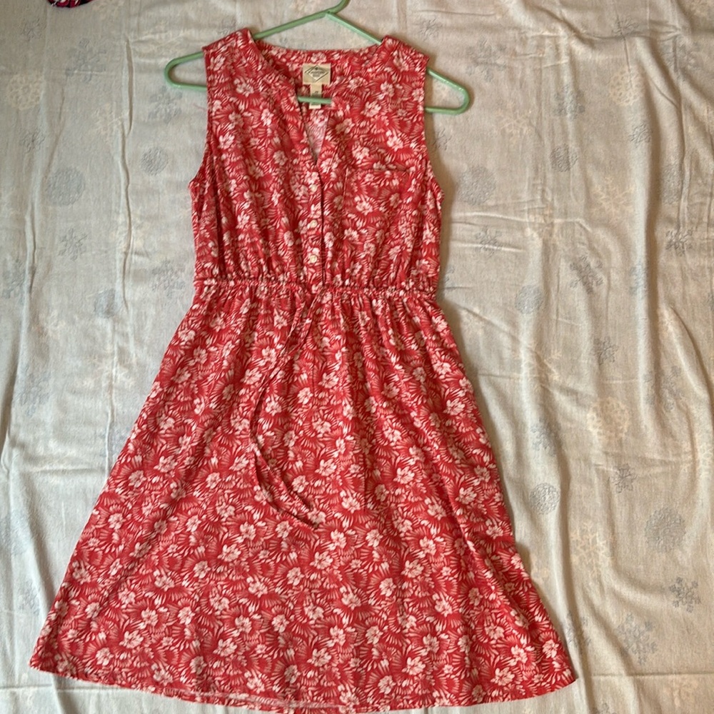 Pink floral St. John’s bay mid length dress size xs